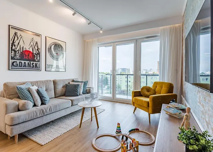 Golden Reagan By Aparo - Nowy Apartament, Winda, Lozeczko Turystyczne, Plaza 500m, Balkon, 2 Sypialnie Oraz Salon, Rowerownia, Biurko 公寓 格但斯克